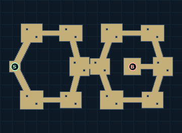 Twin Courtyards route with entrance and boss markers