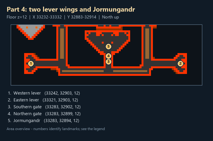 Quest map with numbered landmarks and floor