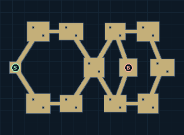 Honeycomb route with entrance and boss markers
